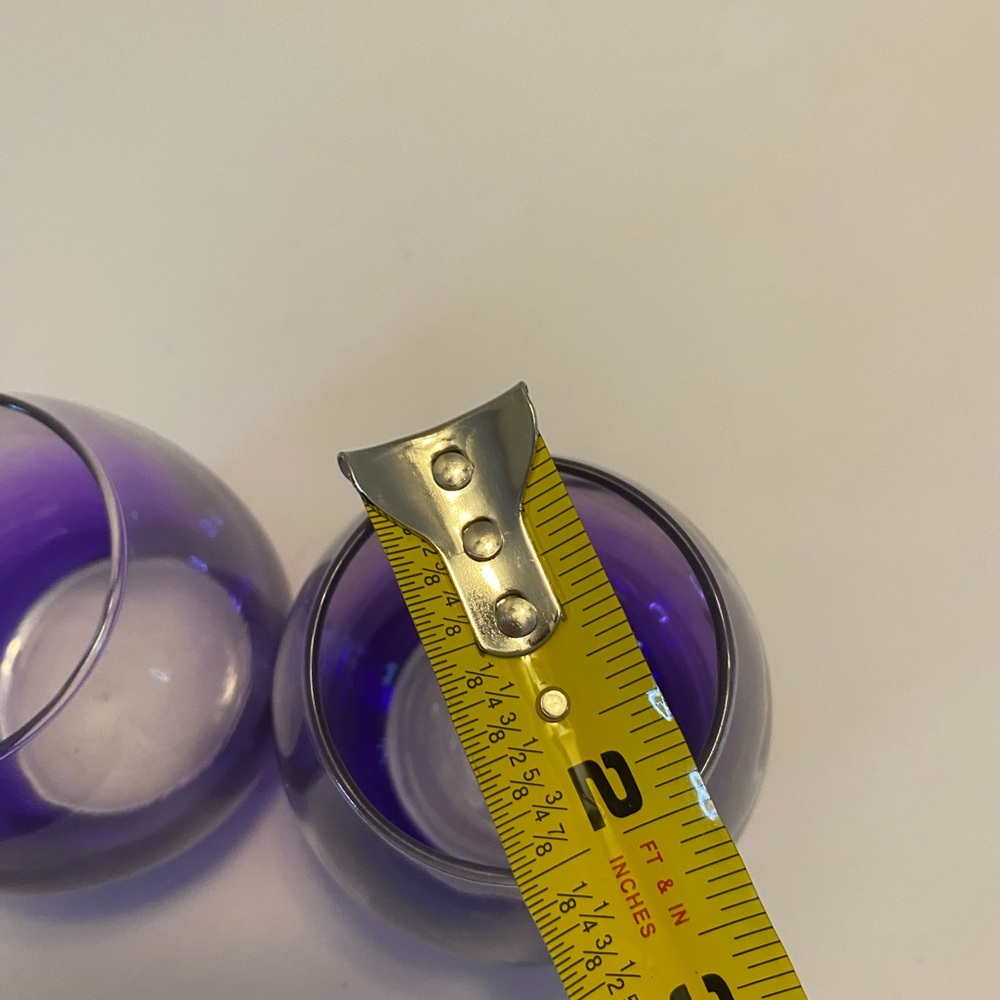 Amethyst Purple Glass Votive Tea Light Candle Holders Mid-Century Set Of 2 - Picture 10 of 10